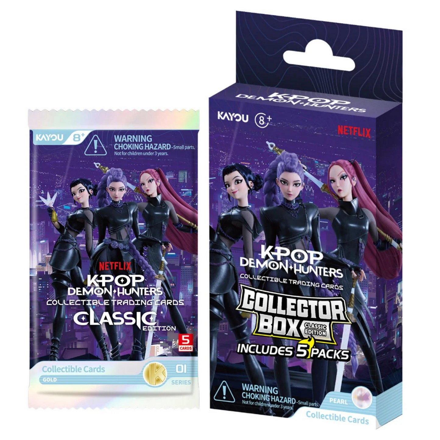 KPop Demon Hunters Collectible Trading Cards Collector Box Classic Edition - (5 Packs)