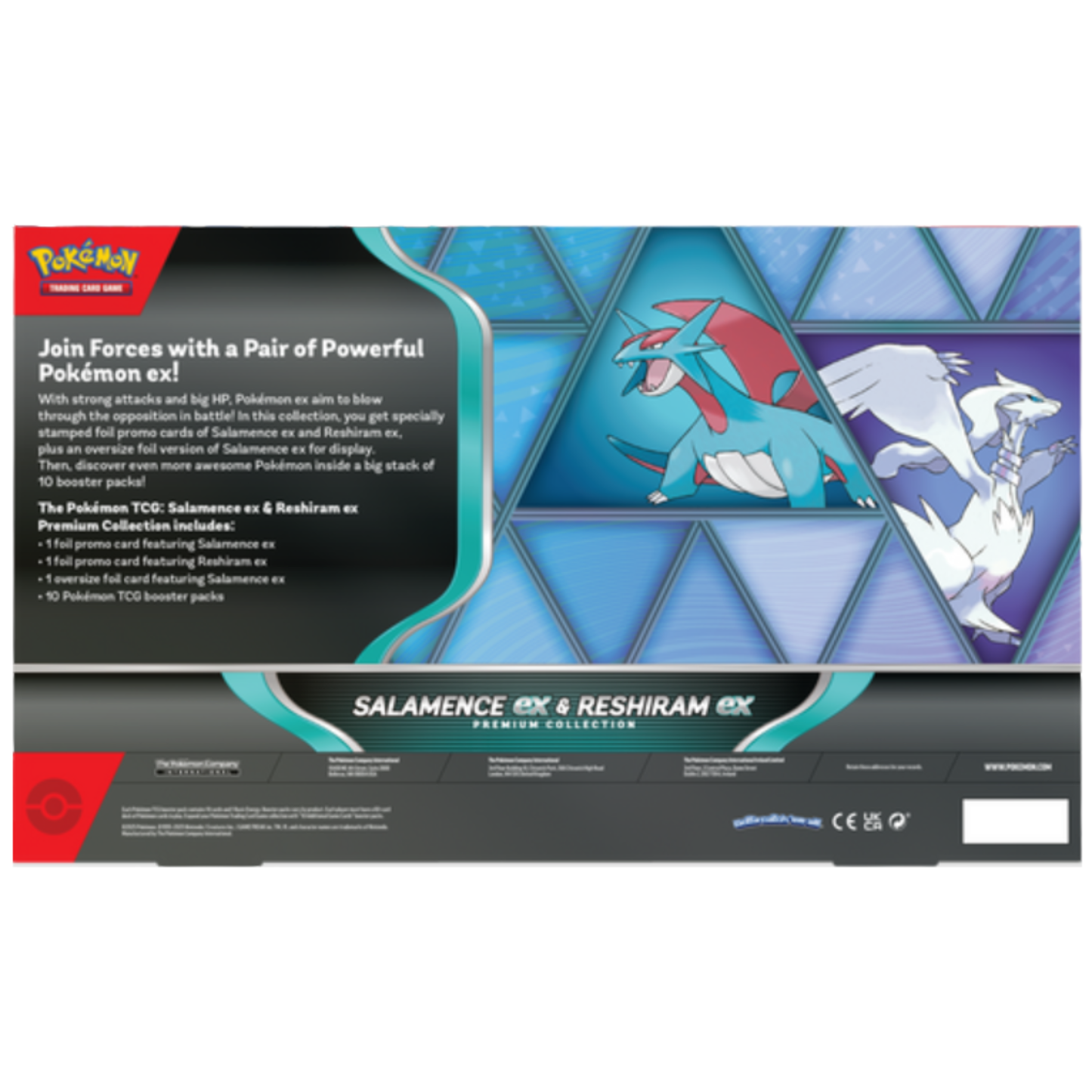 Pokémon Salamence ex & Reshiram ex trading card game packaging