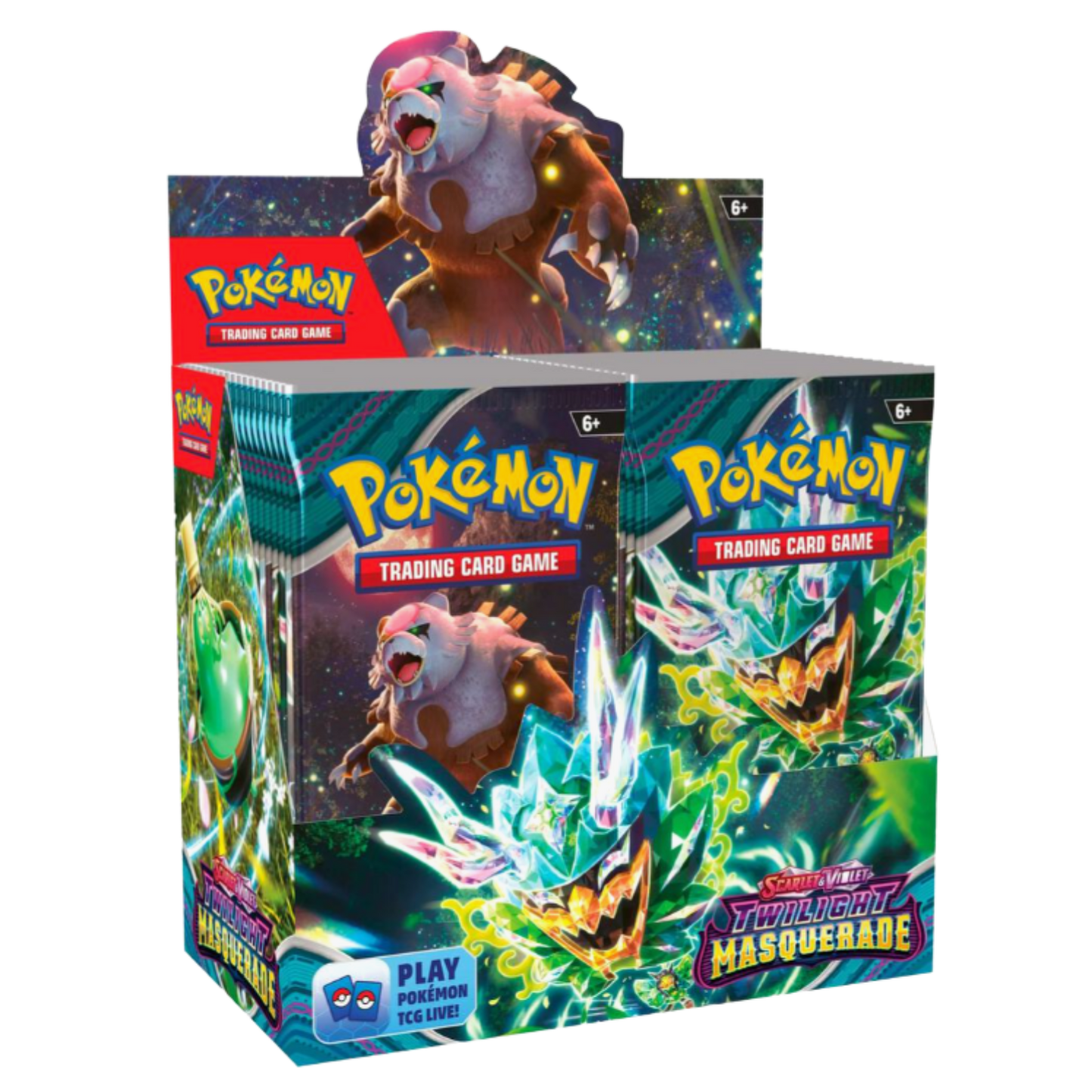 Pokémon trading card game packaging with character illustration on a white background