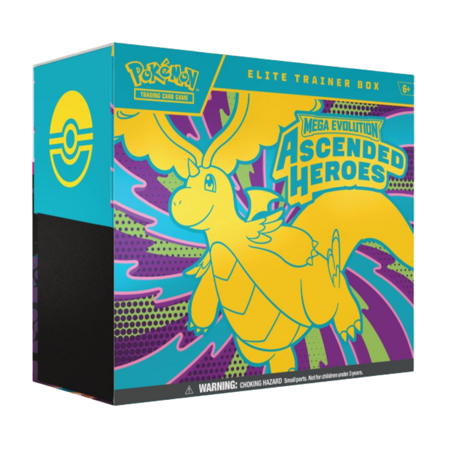 Pokémon Elite Trainer Box with Mega Evolution Ascended Heroes design on a white background