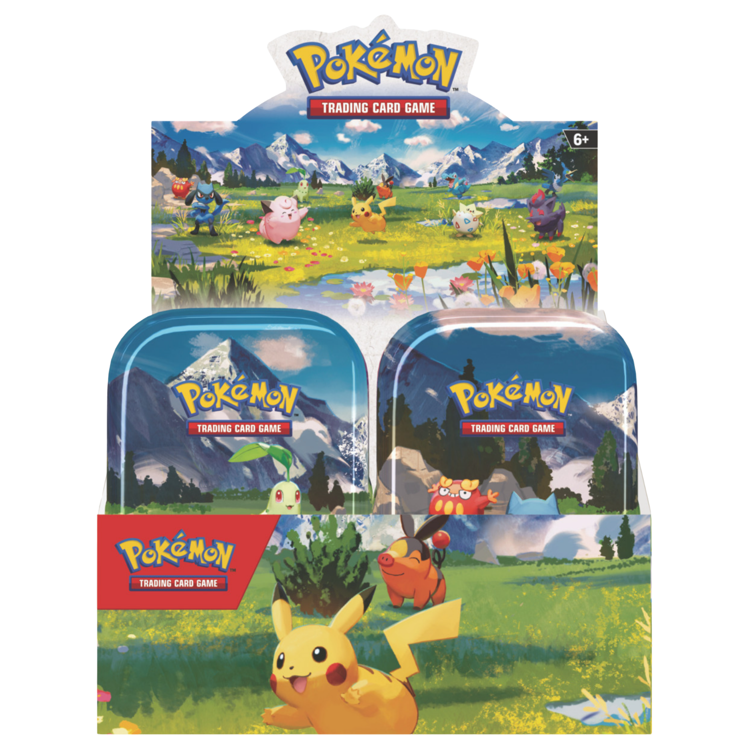 Pokémon trading card game packaging with scenic design