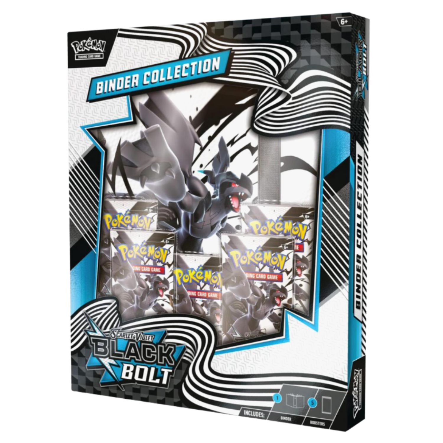 Pokémon Black & Bolt Binder Collection packaging with Pokémon characters on a white background