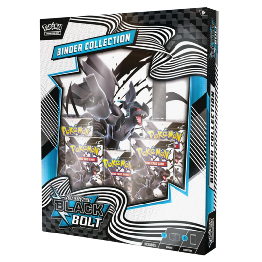 Pokémon Black & Bolt Binder Collection packaging with Pokémon characters on a white background