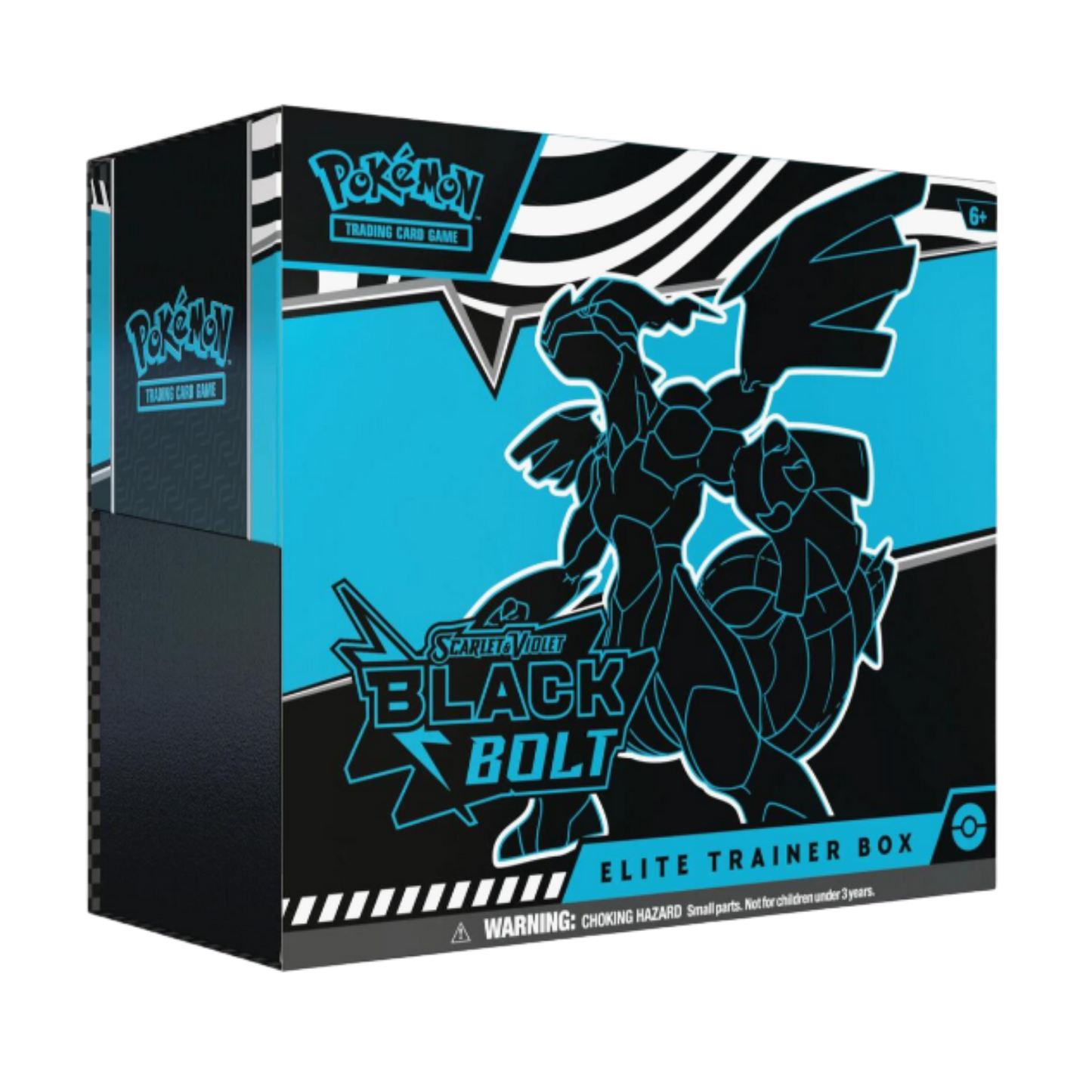 Pokémon Trading Card Game Elite Trainer Box featuring Black Bolt on a blue and black box.