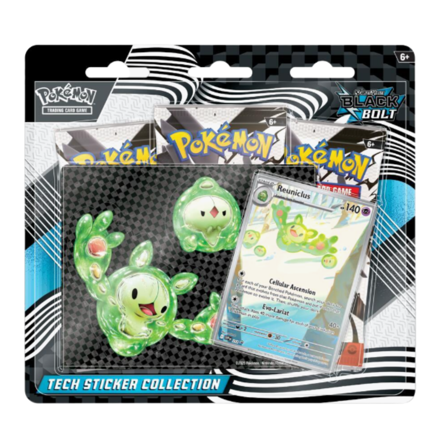 Pokémon trading card game packaging with stickers and card
