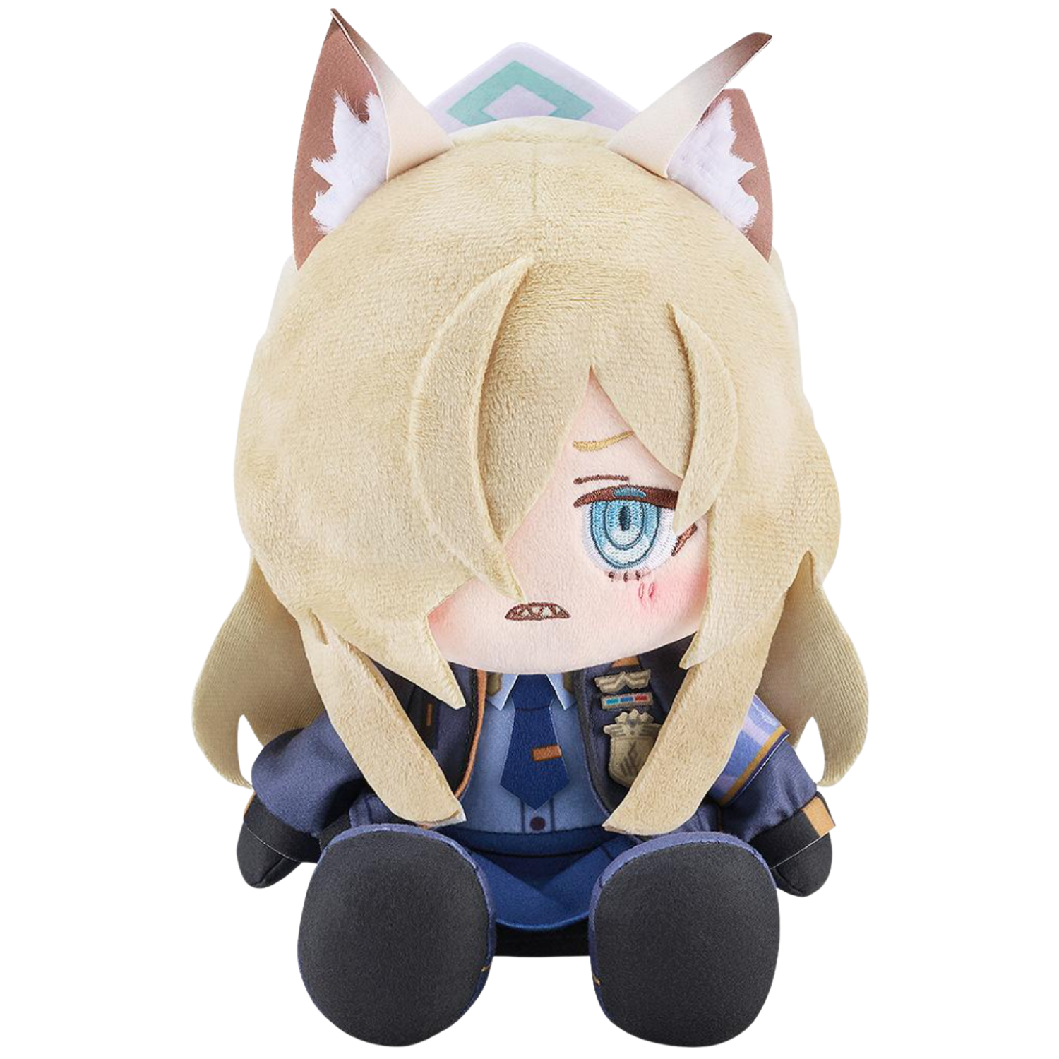 Plush toy with fox-like design on a white background