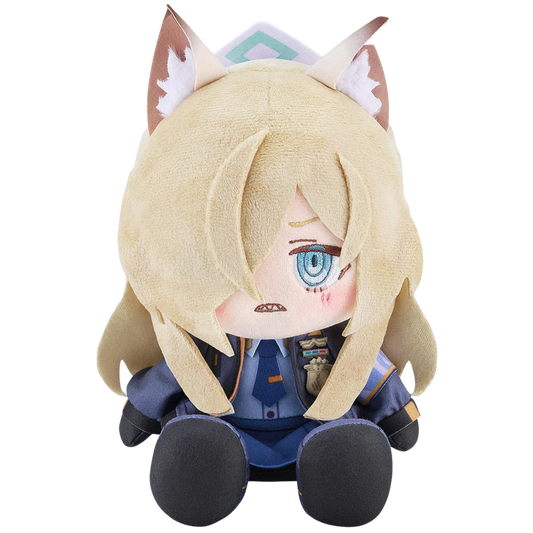 Plush toy with fox-like design on a white background