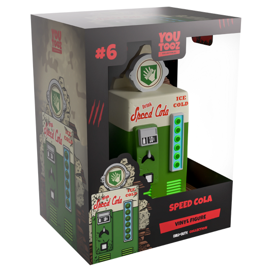 Boxed vinyl figure of aSpeed Cola machine with 'You Tooz' branding.