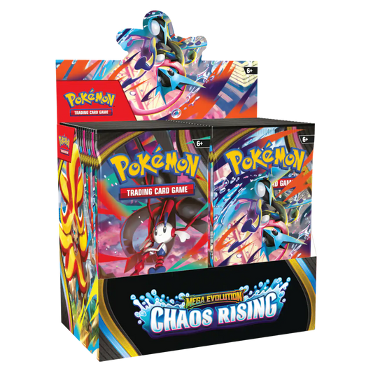 Pokémon Trading Card Game Mega Evolution Chaos Rising packaging with colorful design