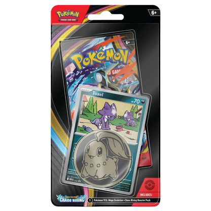 Pokémon trading card game pack with a card featuring a purple creature on a white background