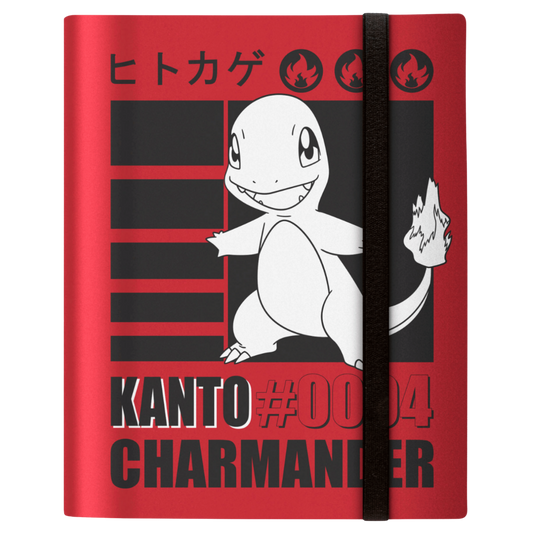 Notebook with a red cover featuring a character and text, on a white background