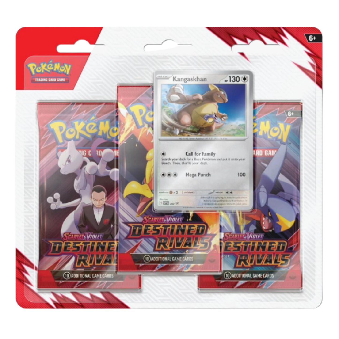 Pokémon trading card game pack with a card featuring Kangaskhan on a white background