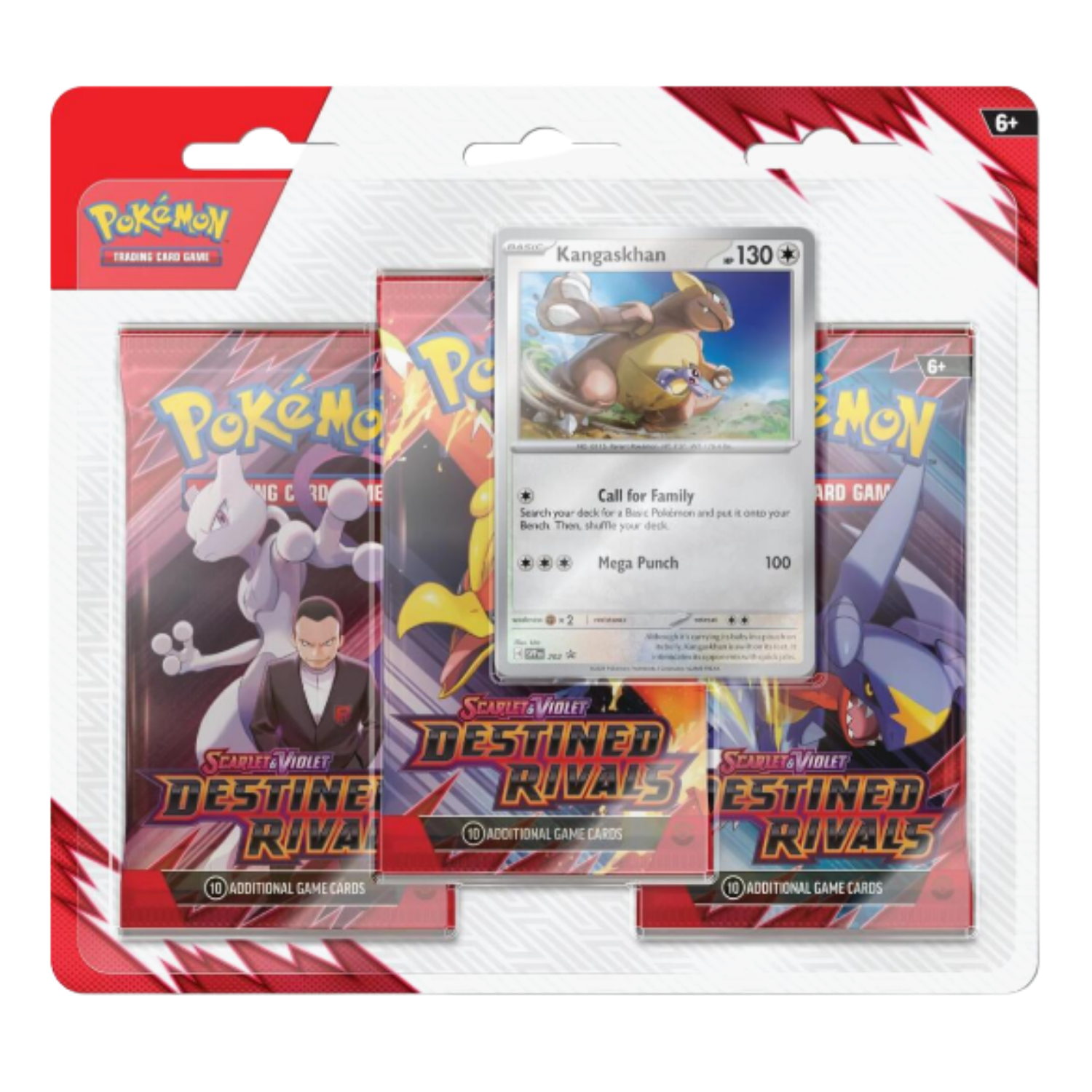 Pokémon trading card game pack with a card featuring Kangaskhan on a white background