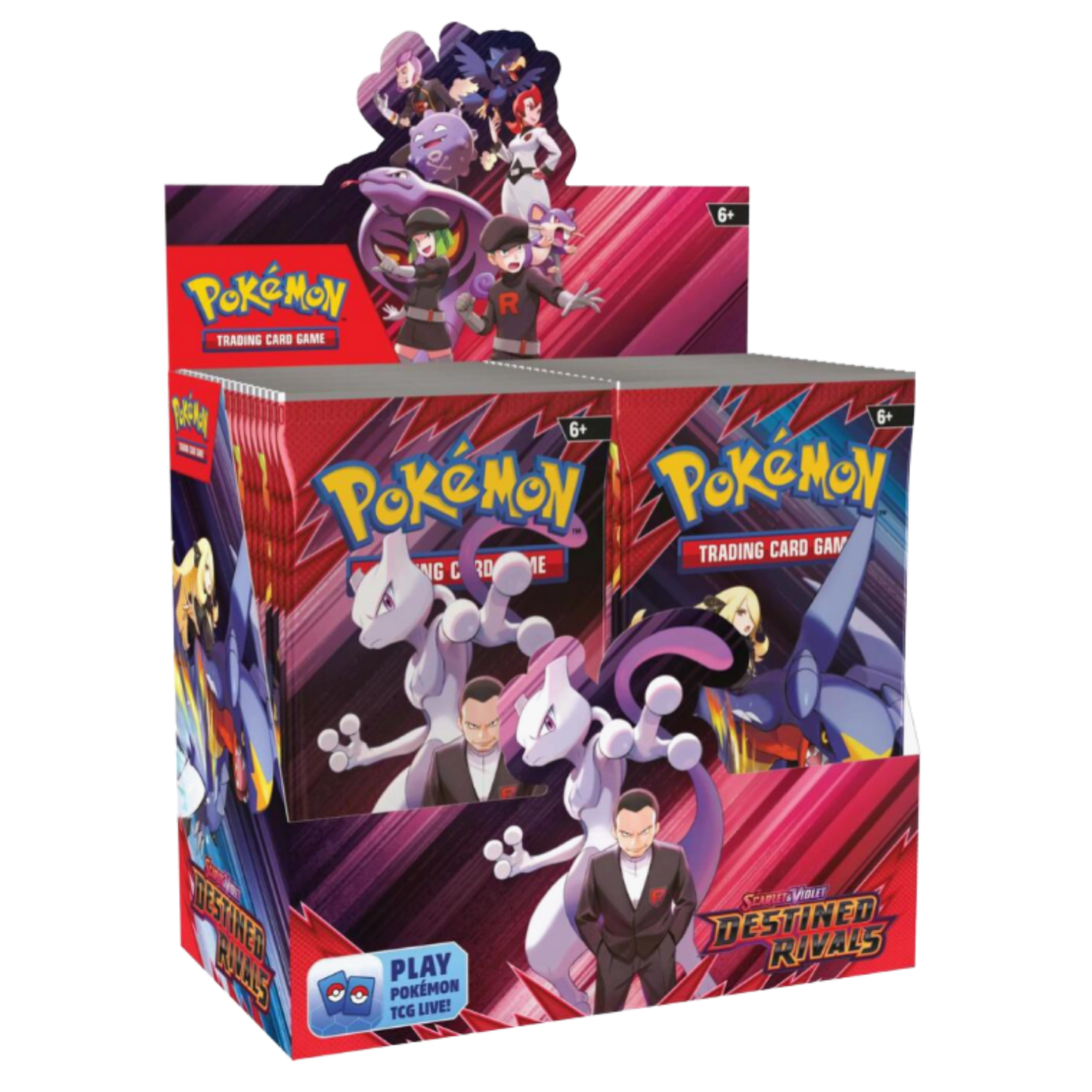 Pokémon Trading Card Game packaging with character illustrations on a white background