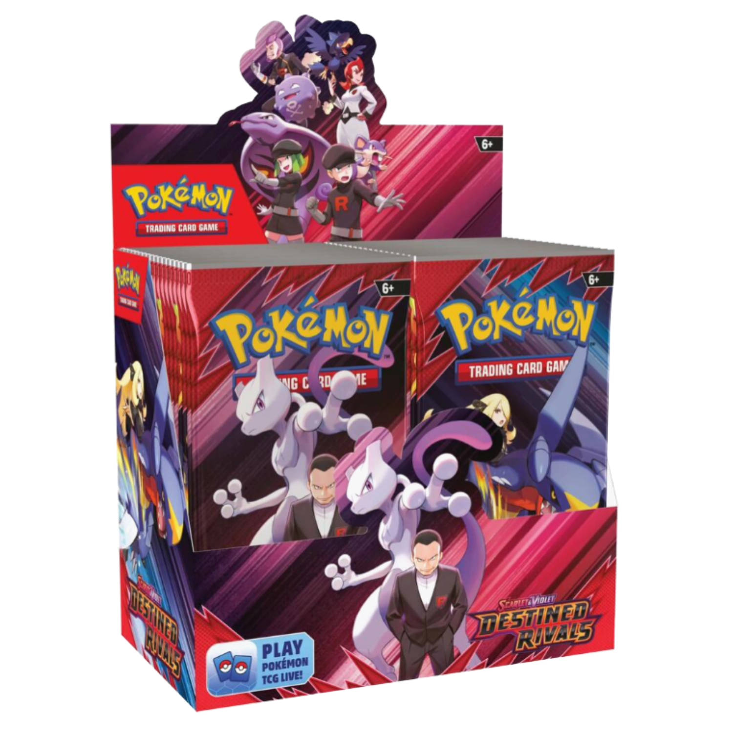Pokémon Trading Card Game packaging with character illustrations on a white background