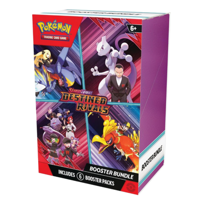 Pokémon Trading Card Game booster bundle packaging with characters and text on a white background