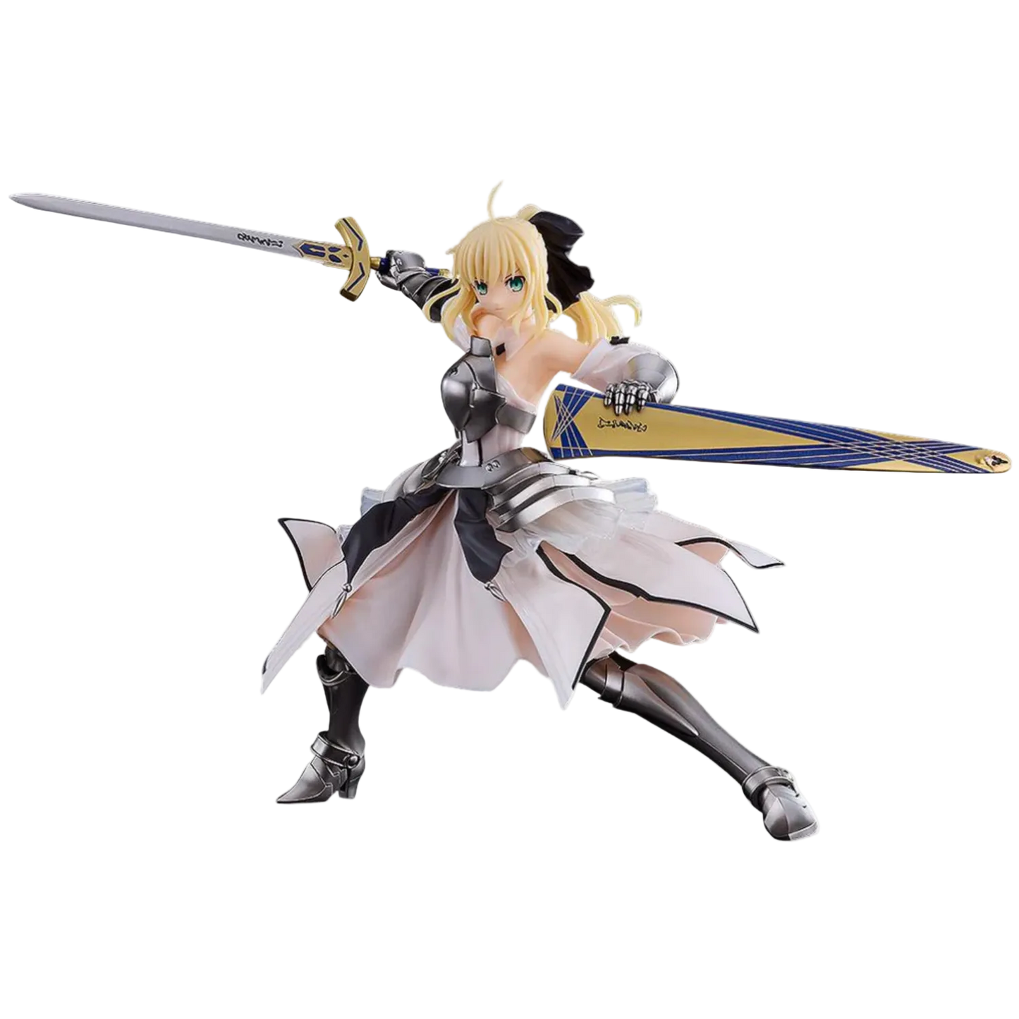 Figurine of a character in armor holding a sword on a white background