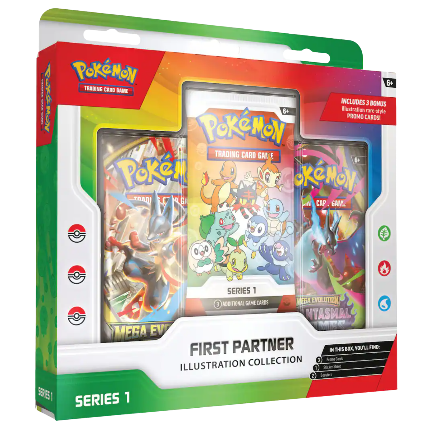 Pokémon trading card game pack with illustrations on a white background