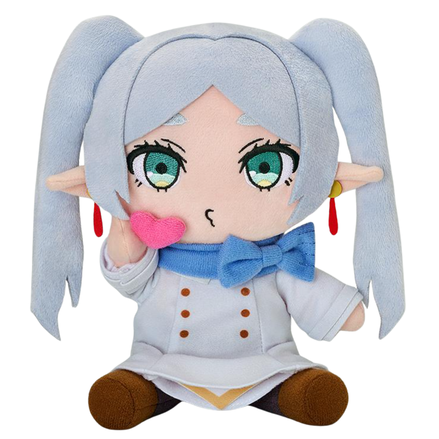 Plush toy with character design on a white background