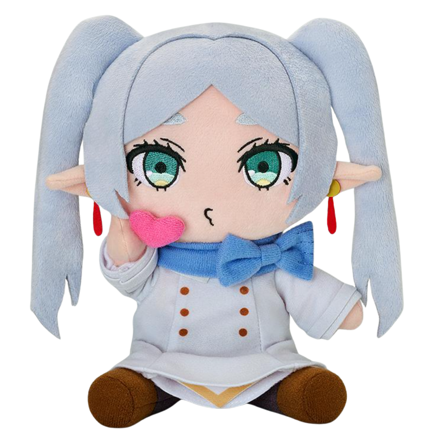 Plush toy with character design on a white background