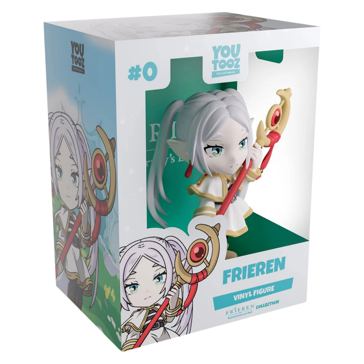 You Too 002 Frieren vinyl figure in its original window box packaging, featuring the character Frieren with her signature bow and white hair.