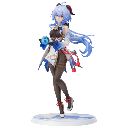 Animated character figurine with blue hair and colorful outfit on a white background