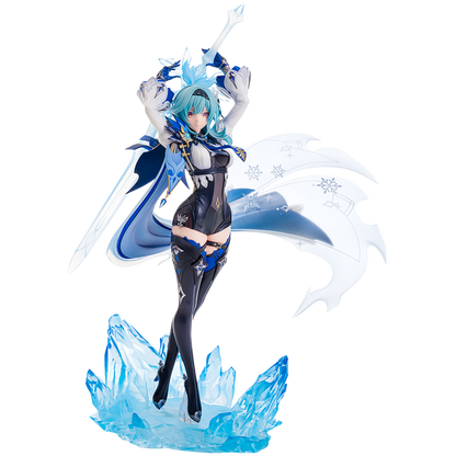 Animated character figure with ice-themed design on a white background
