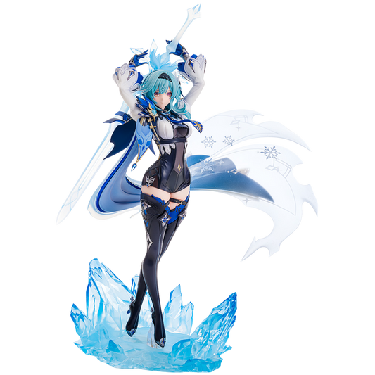 Animated character figure with ice-themed design on a white background