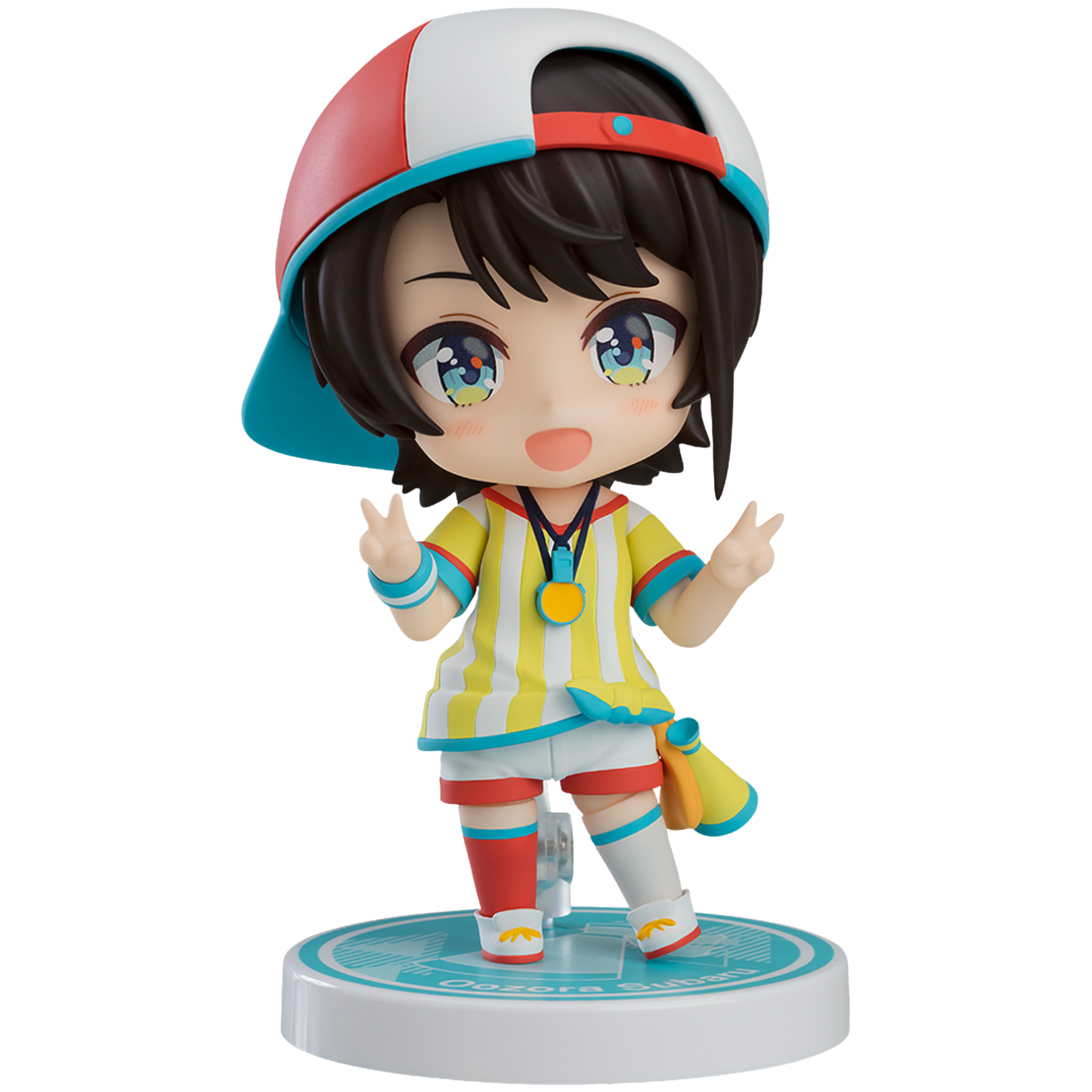Colorful figurine of an animated character with a helmet on a white background