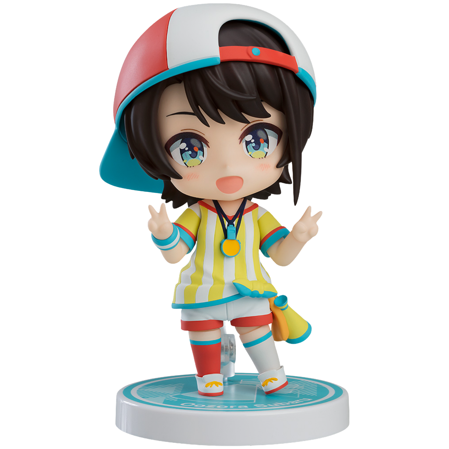Colorful figurine of an animated character with a helmet on a white background