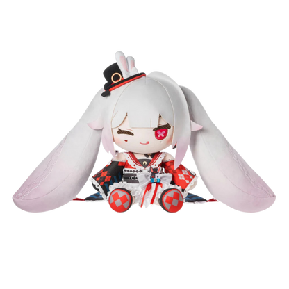 Plush toy with rabbit-like design on a white background