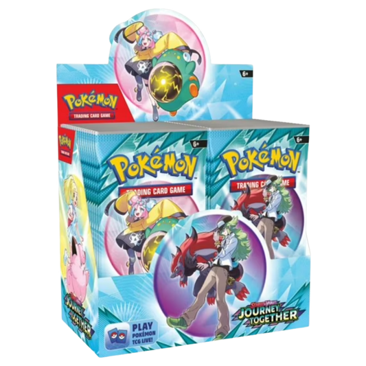 Pokémon trading card game packaging with character illustrations on a white background