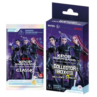 KPop Demon Hunters Collectible Trading Cards Collector Box Classic Edition - (5 Packs)