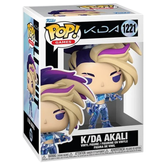 Funko Pop! K/DA Akali vinyl figure packaging on a white background