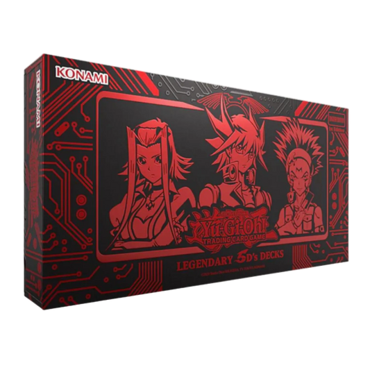 Konami card game box with red graphics and character illustrations on a black background