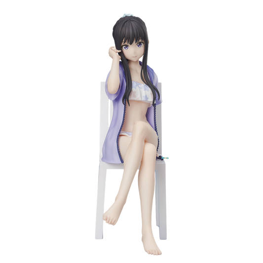 Figurine of a character in a swimsuit and cover-up on a white background