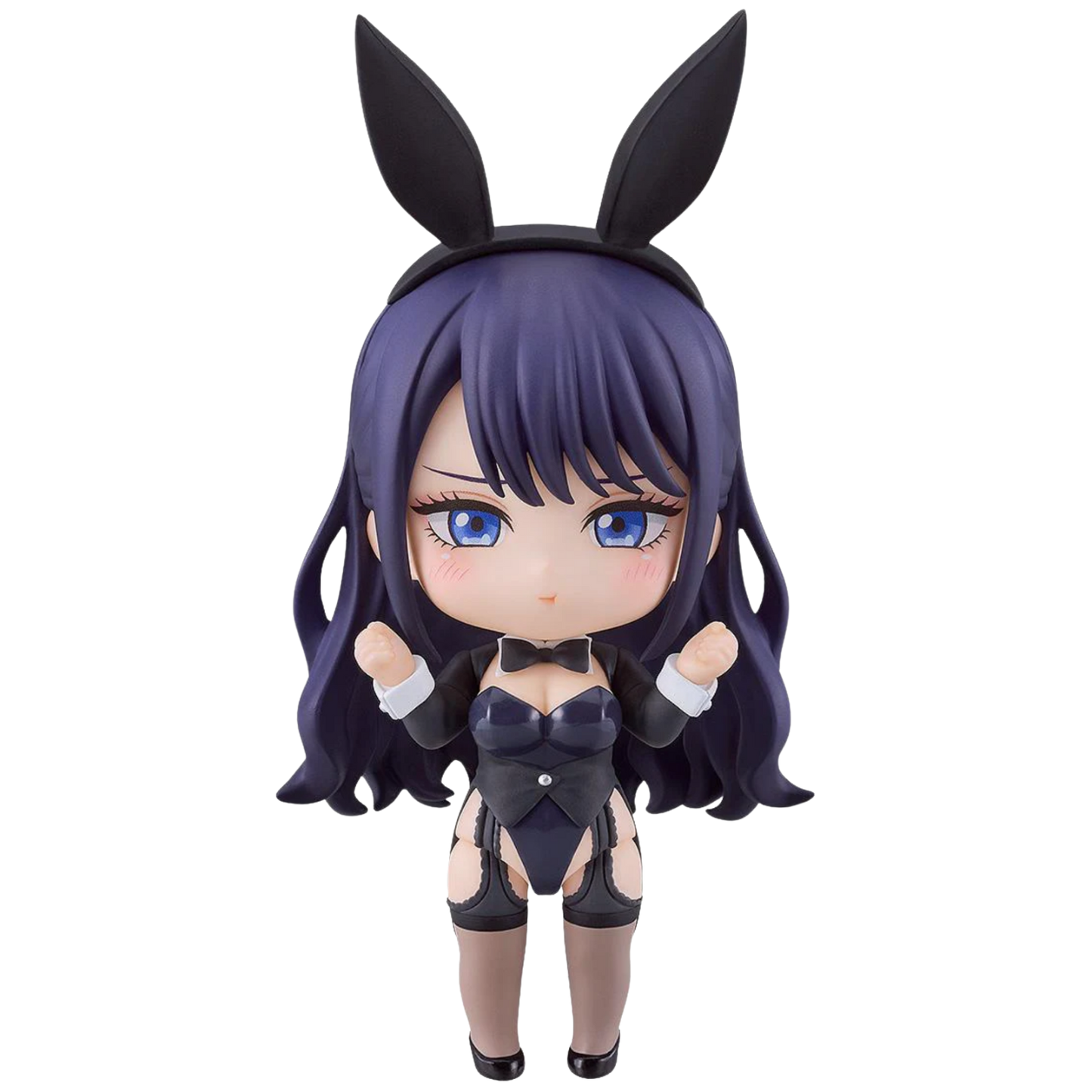Anime character figurine with bunny ears on a white background
