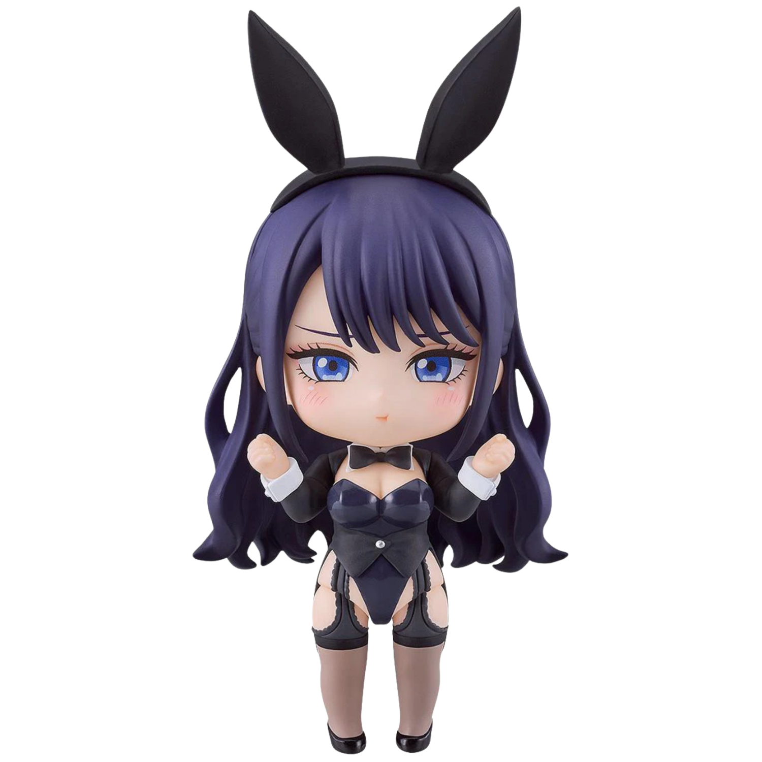 Anime character figurine with bunny ears on a white background