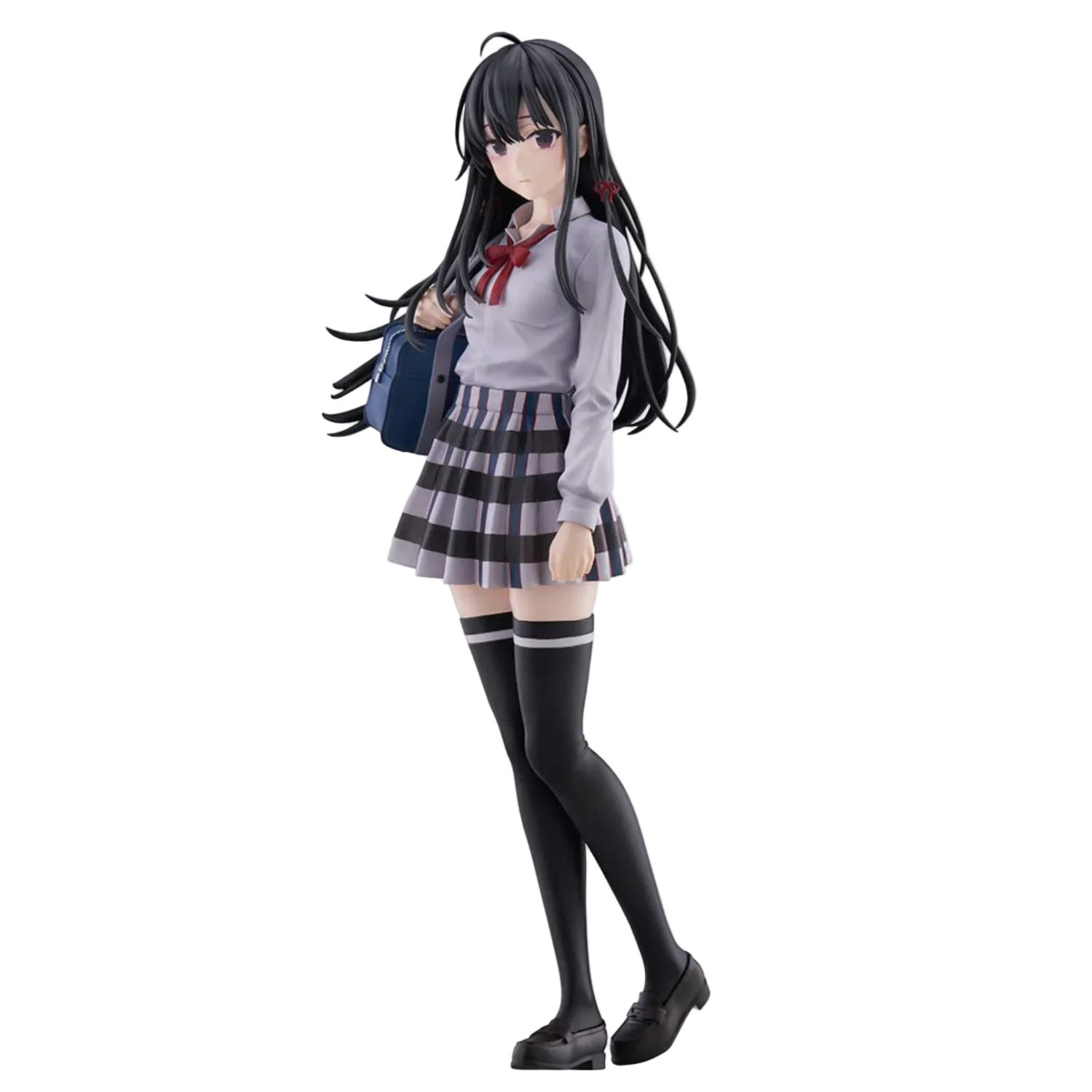 Anime character figurine in school uniform with a white background