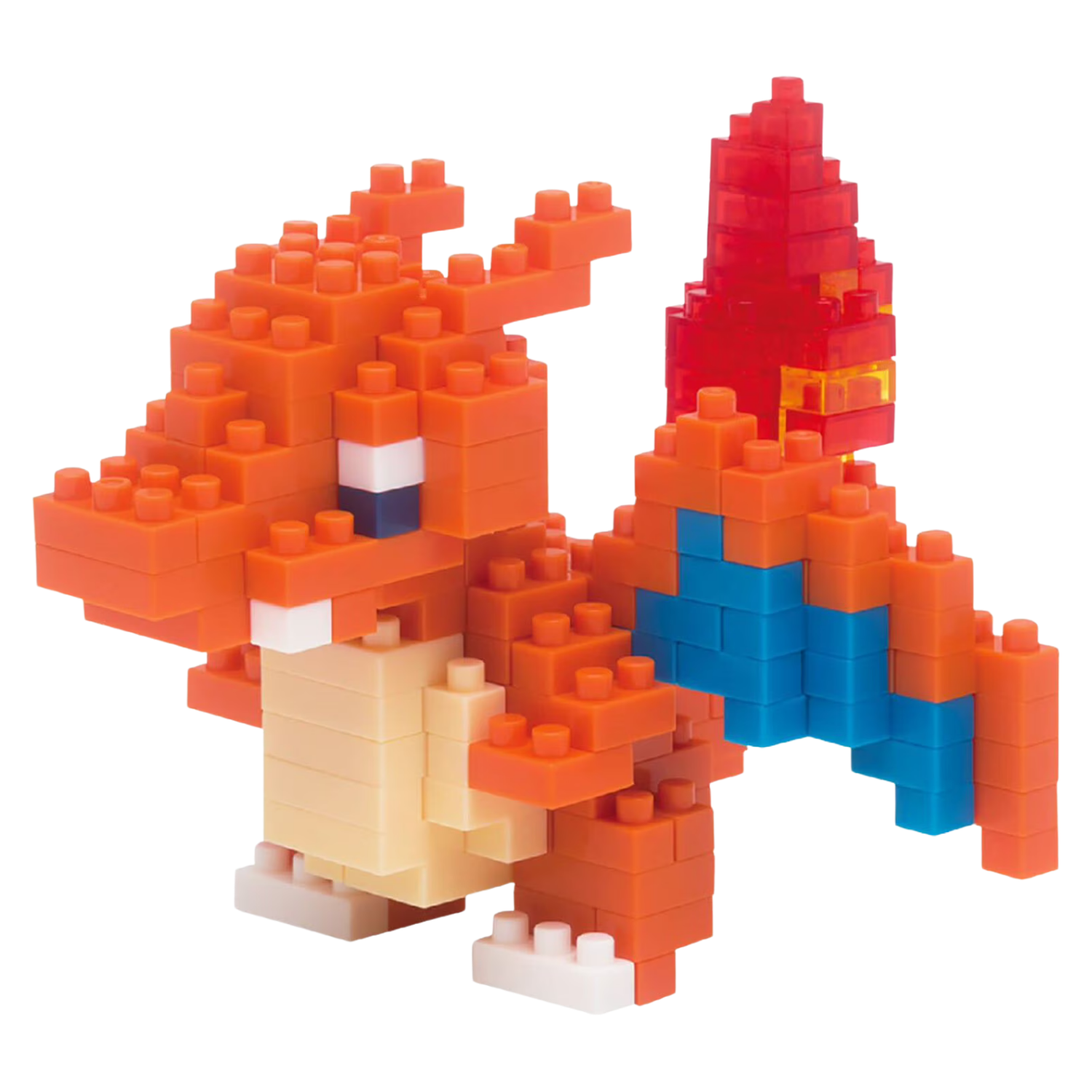 Toy figure made of interlocking bricks on a white background