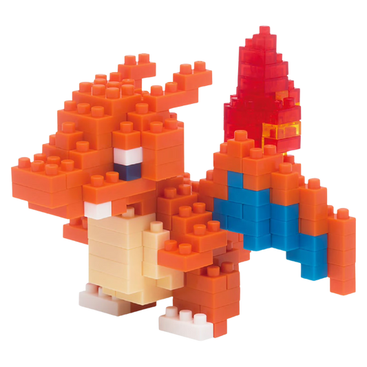 Toy figure made of interlocking bricks on a white background