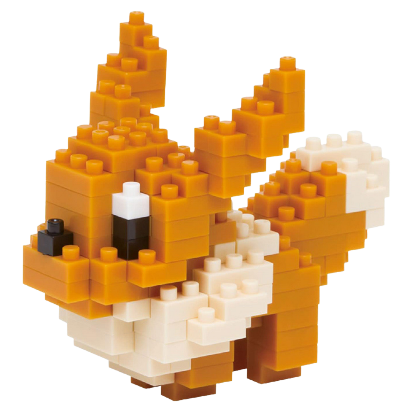 Toy figure made of interlocking bricks on a white background