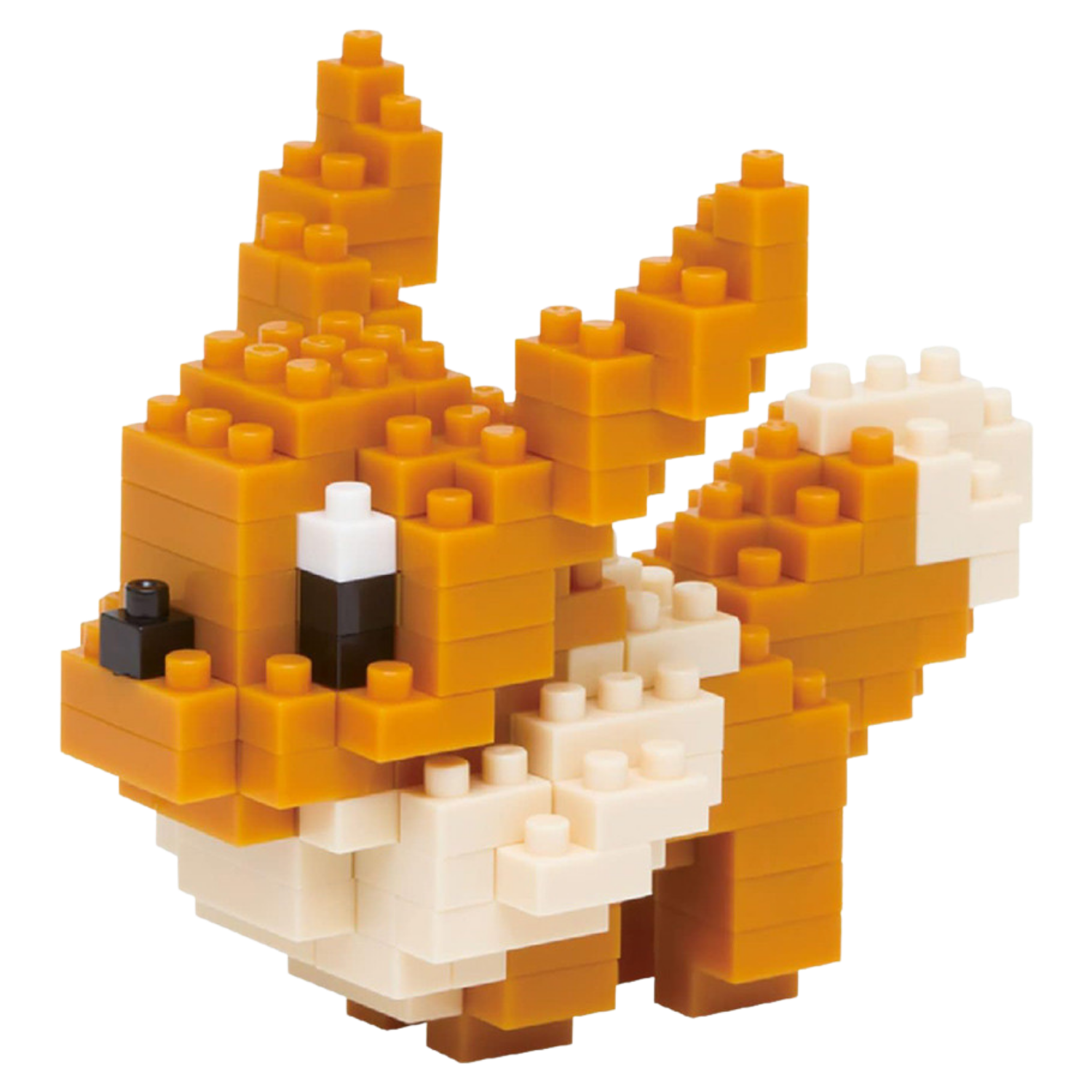 Toy figure made of interlocking bricks on a white background