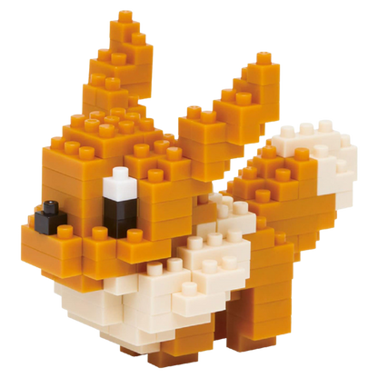 Toy figure made of interlocking bricks on a white background