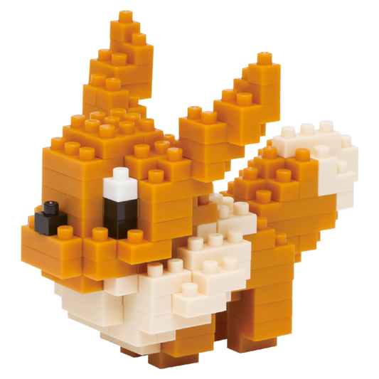 Toy figure made of interlocking bricks on a white background