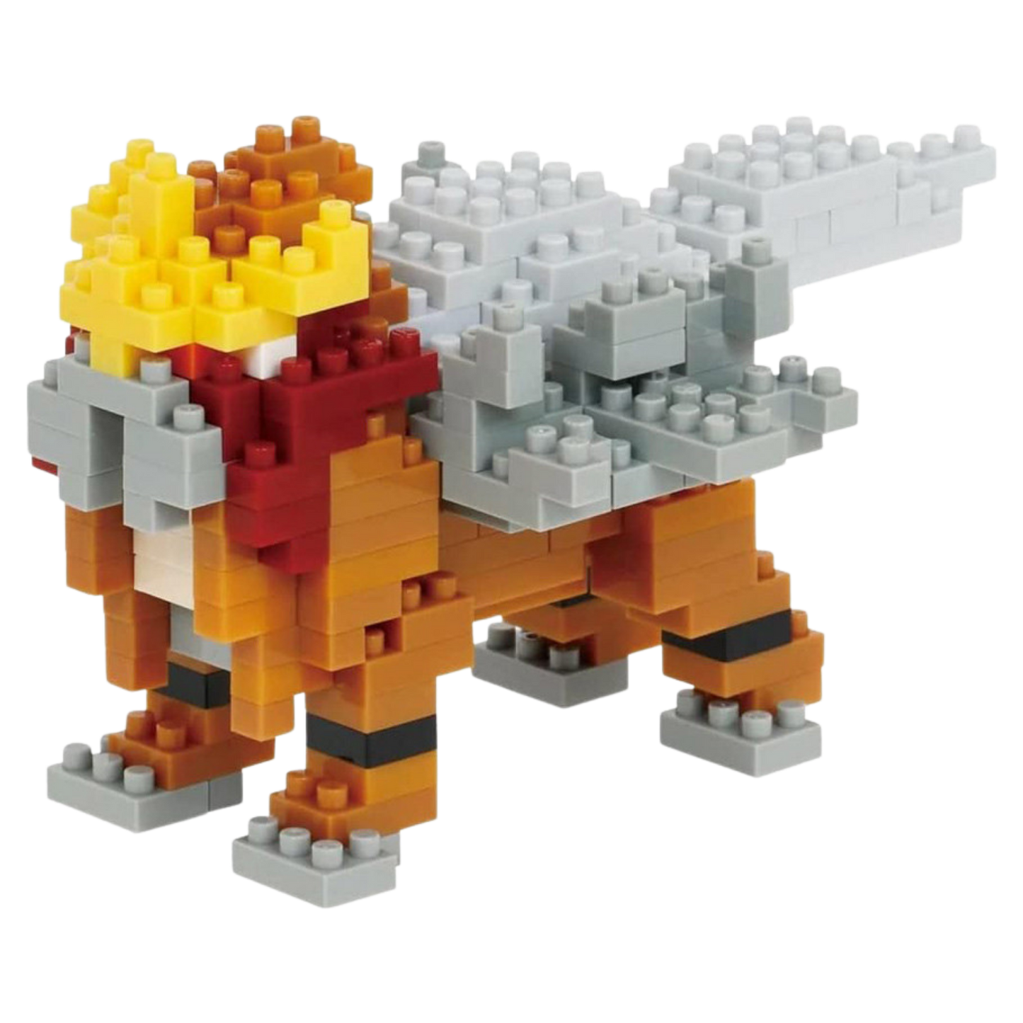 Toy figure made of interlocking bricks on a white background
