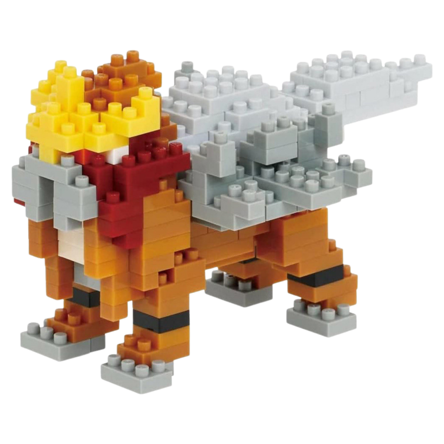 Toy figure made of interlocking bricks on a white background