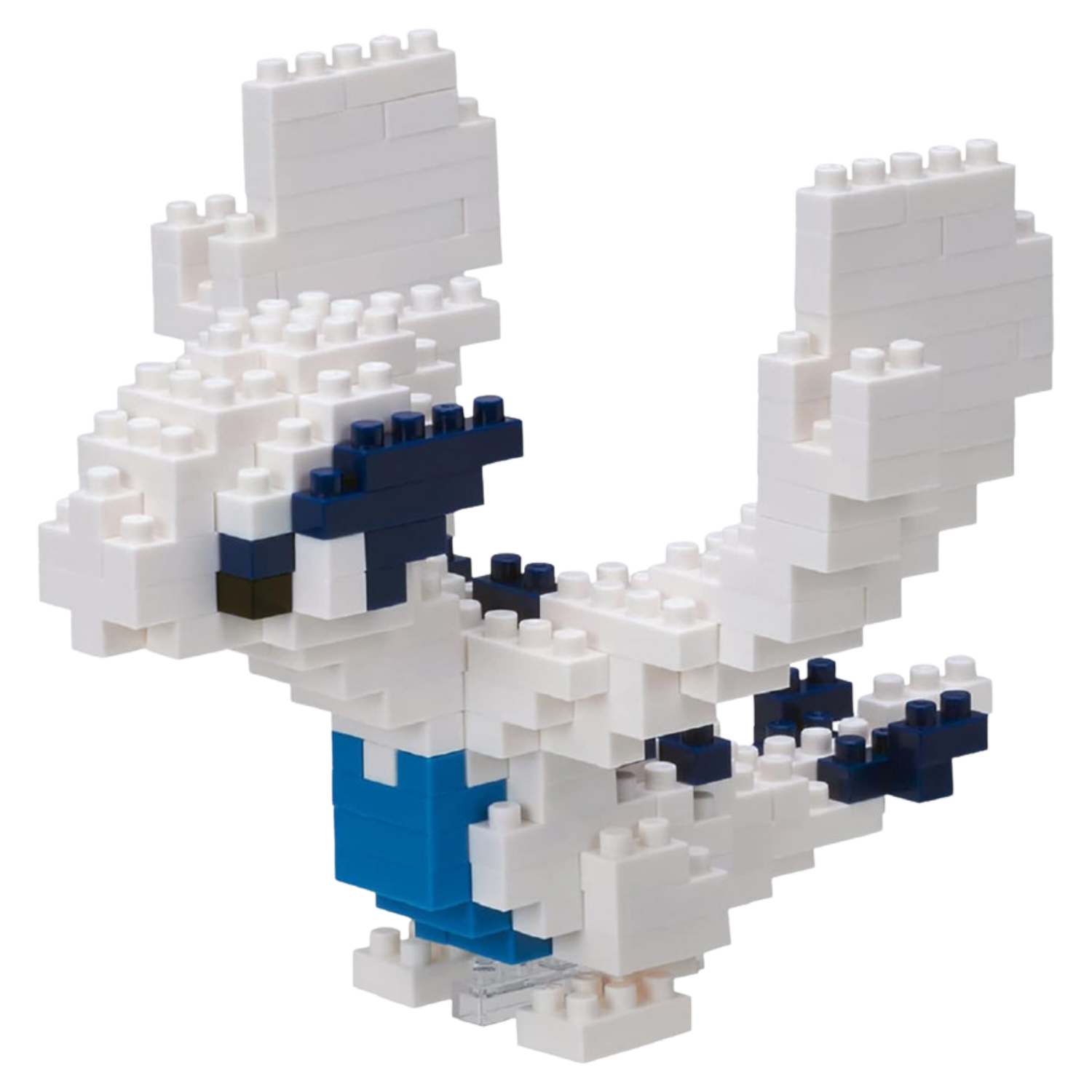 Toy shark made of interlocking bricks on a white background