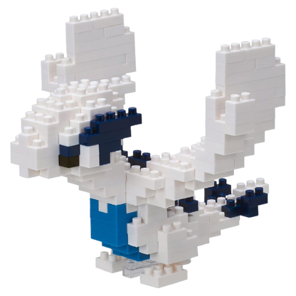Toy shark made of interlocking bricks on a white background