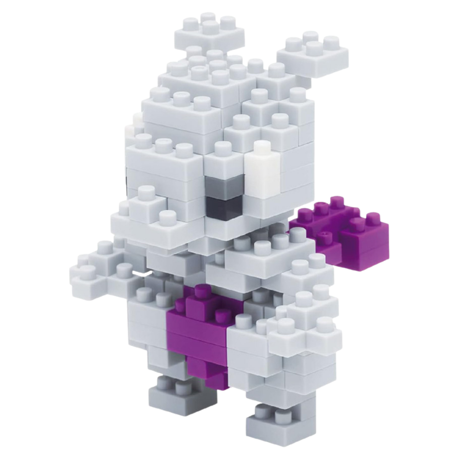 Block-style unicorn figure with purple accents on a white background